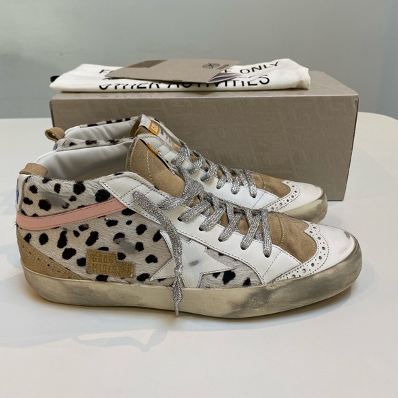 Golden Goose Mid Star Sneaker Horsy Print/Capuccino/Pink sz 40 New in Box - Picture 2 of 9